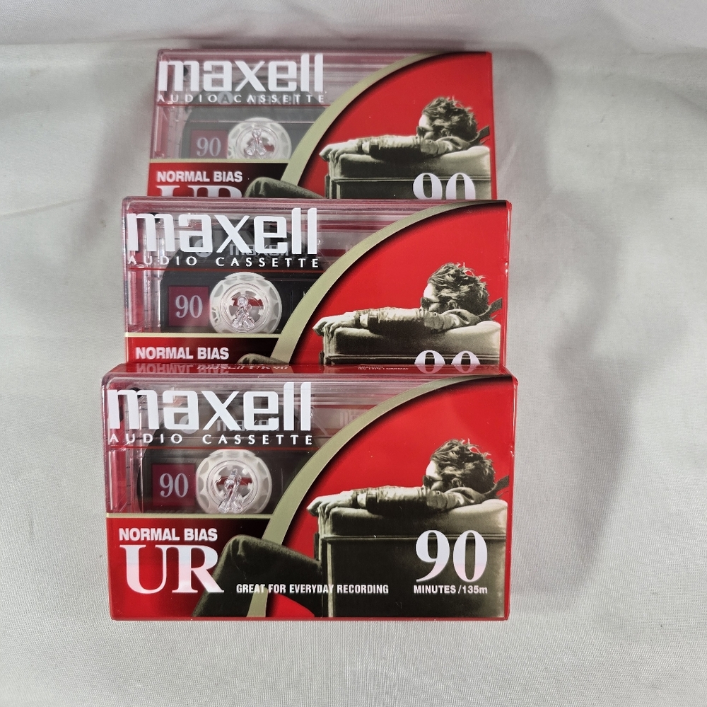 Maxell Normal Bias UR 90 Minutes Audio Cassette Blank Tapes Lot of 3